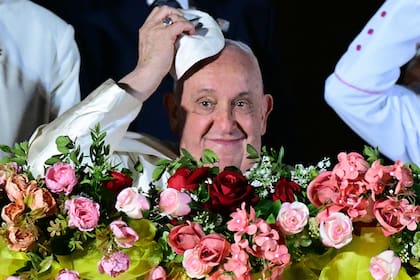 El papa Francisco en una reunión con obispos y miembros del clero de Papúa Nueva Guinea y las Islas Salomón en el Santuario de María Auxiliadora en Port Moresby, el 7 de septiembre de 2024